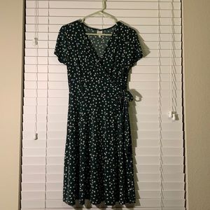 Kaileigh Green Floral Pattern Medium Dress with Side Tie